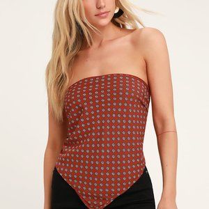 Elizabella Rust Red Floral Print Handkerchief Top